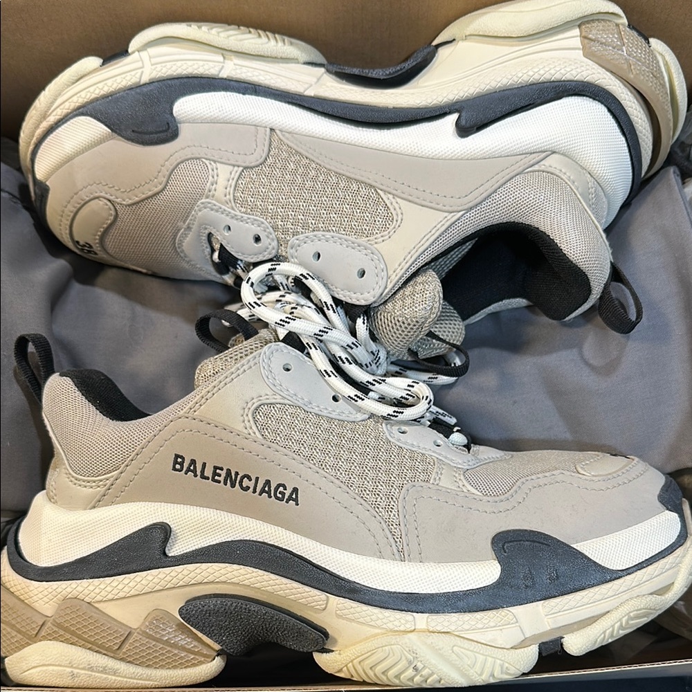 Balenciaga Triple S Sneakers in Beige and Gray